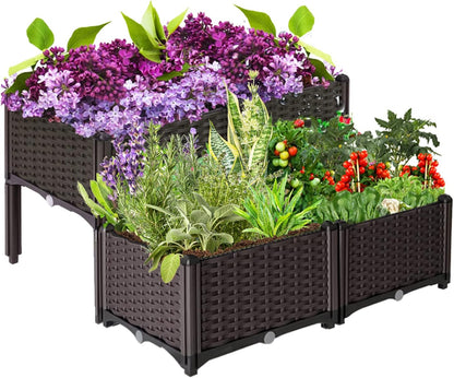 Raised Garden Bed with Legs Planters for Large planters Outdoor Plants Elevated Plastic Garden Planter Boxes Plant pots for Patio Backyard Porch Deck to Planting Flowers Vegetables and Herbs