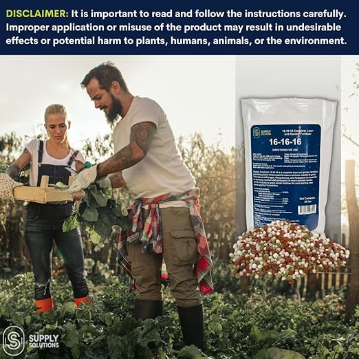 Supply Solutions 16-16-16 Complete Lawn & Garden All Purpose Granular Fertilizer - The Ultimate Plant Food for Lush Greenery & Vibrant Blooms - for All Plants, Vegetables, Fruits, and Berries - 50lbs