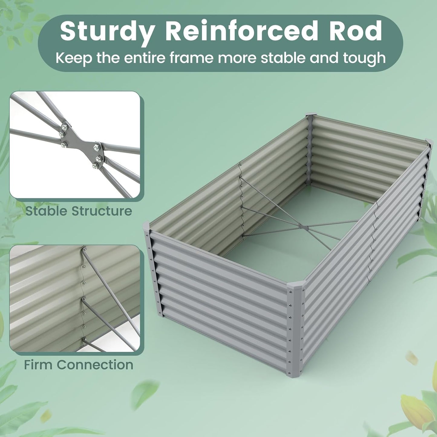 Raised Garden Bed, Metal Garden Planter with Open Bottom, Sprayed Plate & Thickened Corner Protectors, Outdoor Planter Box for Vegetables, Flowers & Herbs (Gray)