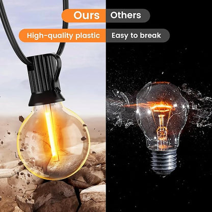 OHLUX 35FT Solar Globe String Lights Outdoor,Waterproof Solar G40 Patio Lights With Remote, 17 Shatterproof LED Filament Bulbs, 2200K Soft White,Dimmable Outside Edison Hanging Light for Backyard Deck