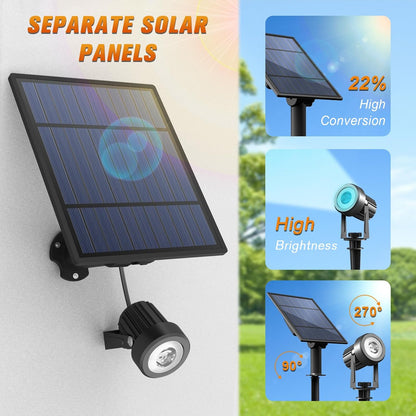 APONUO Solar Spot Lights - Outdoor 6-in-1 Landscape Lights, Dusk to Dawn Solar Uplights, IP65 Waterproof, 9.8ft Cable for Yard, Pathway, Garden, Tree Decoration (Multicolor)