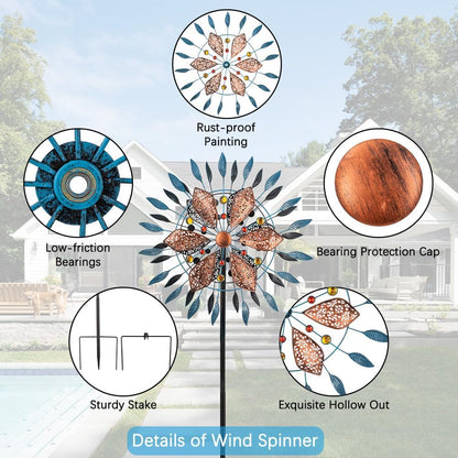 Stargarden Large Wind Spinners Outdoor, 23 Inch Metal Wind Spinner, Double Kinetic Wind Sculptures & Spinners, Waterproof Pinwheels Outdoor Decoration for Patio, Lawn, Garden, Porch Decor