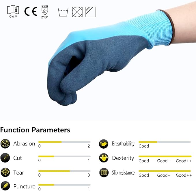 Waterproof Work Gloves for Men and Women, Hycool Thermal Insulated Freezer Rubber Coated Gloves,Super Grip L6201