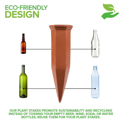 Modern Innovations Ceramic Terracotta Self Watering Spikes (10 Pack) Vacation Automatic Plant Waterer Devices, Indoor/Outdoor Planter Insert, Terra-Cotta Stakes for Potted Plants, Auto-Water System