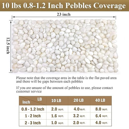 20 lbs White Pebbles for Indoor Plants, 0.8-1.2 inch Small River Rocks for Plants. Decorative White Stones for Planters Vase Fish Tank and Outdoor Garden Landscaping Rocks
