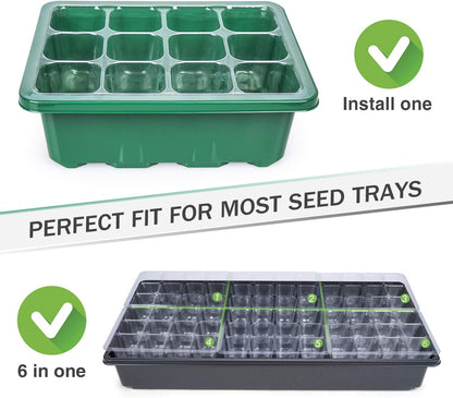 Bonviee 12 Packs Seed Starter Tray with Drainage Holes, Reusable & Durable, Clear for Root Monitoring, Easy to Repotted Without Root Damage, 12 Cells per Tray