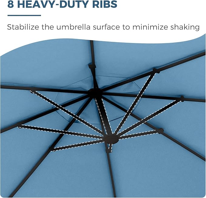 Grand patio 12 FT Sunbrella Outdoor Cantilever Umbrella with Base Patio Large Aluminum Offset Umbrella for Deck Yard (Sapphire Blue-SUNBRELLA, 12 FT)