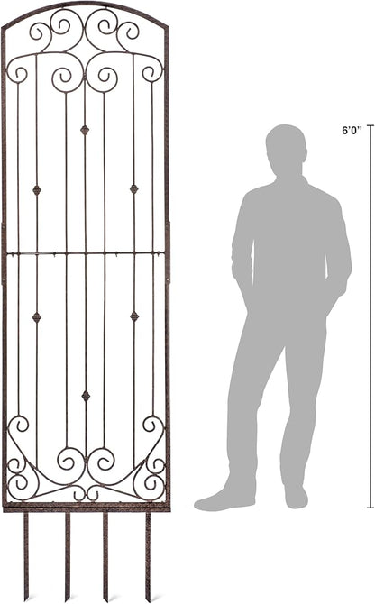 H Potter Premium 8-Foot Iron Garden Trellis - Heavy Duty Plant Support for Climbing Vines & Privacy Screen