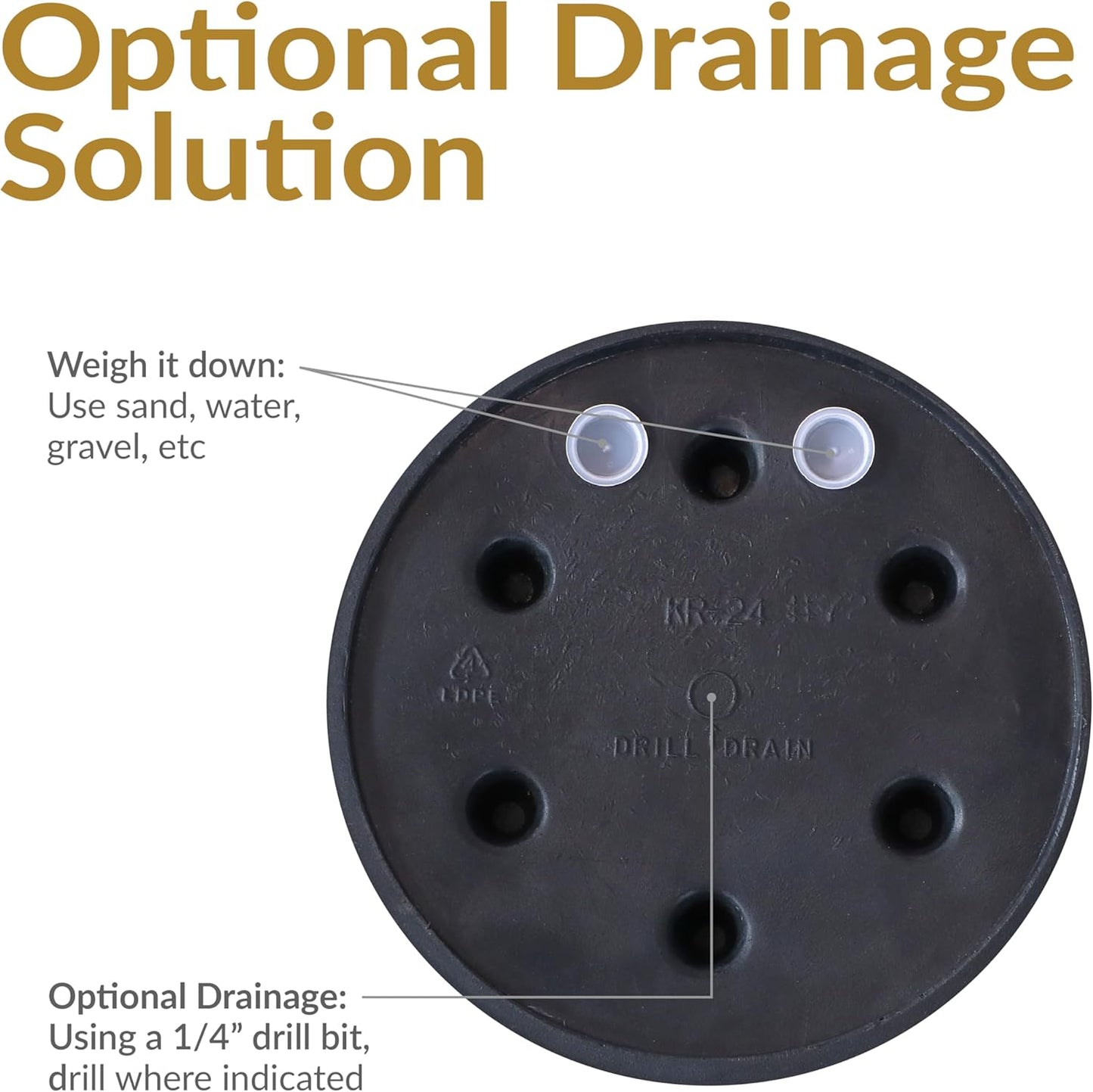 Sunnydaze 24-Inch Anjelica Large Plastic Pot for Plants - Outdoor Polyresin Round Planter with Drillable Drainage Holes - Sable