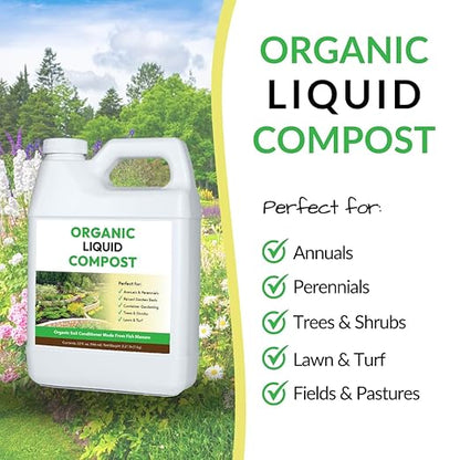 Organic Liquid Compost: Fast-Acting Alternative to Messy and Smelly Composting | Perfect for Brewing Compost Teas (32oz, 2 Pack, Treats Up to 10,000 Sq.Feet)