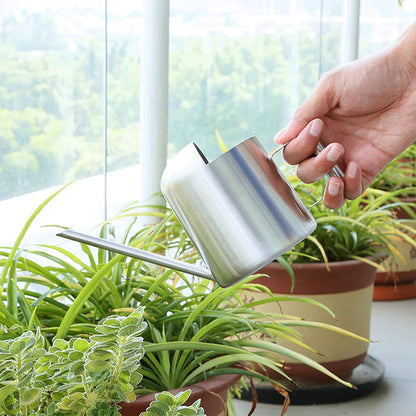 Watering Cans, 10oz/300ml Stainless Steel Long Spout Small Watering Sprinkling Pot, Indoor Outdoor Garden Flower Succulents Plant Watering Cans, Stylish Gardening Decoration(Silver)