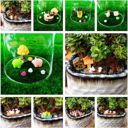 100 Pcs Mini Resin Animals Figures, Farm Tiny Plastic Animals Figurines to Hide Miniature Fairy Garden Decorations Accessories