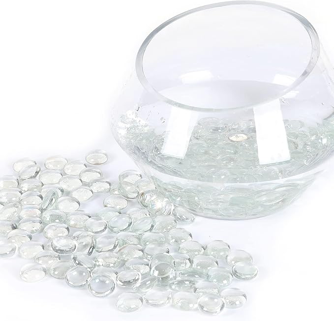 11LB Clear Flat Glass Marbles for Vase Filler, Aquariums, Hydroponics, Fire Pit & Home Decor