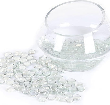 11LB Clear Flat Glass Marbles for Vase Filler, Aquariums, Hydroponics, Fire Pit & Home Decor