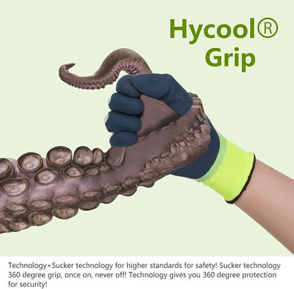Waterproof Work Gloves for Men and Women, Hycool Thermal Insulated Freezer Rubber Coated Gloves,Super Grip L6201