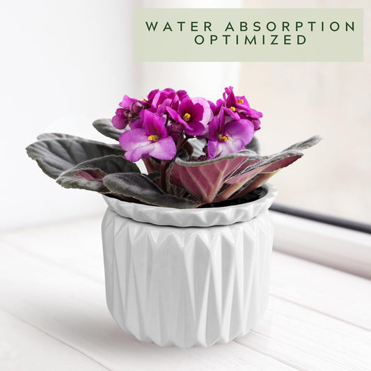 6 inch Self Watering Pot for Indoor Plants, African Violet Pot Ceramic, Flowers Planter (4 inch Opening), Holds 3 Weeks of Water (1 Pack)
