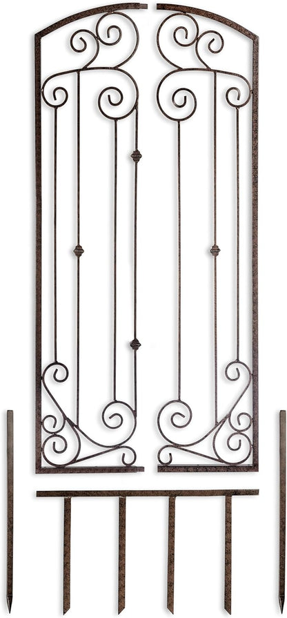 H Potter Garden Metal Wall Art or Trellis for Climbing Plants Outdoor Panel Roses Vines Privacy Includes Brackets for Hanging