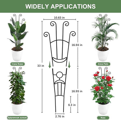 32.6in Monstera Plant Support Stakes for Indoor Plants, Metal Garden Plant Trellis for Climbing Plants, Pothos Vine Snake Climber Support，2p