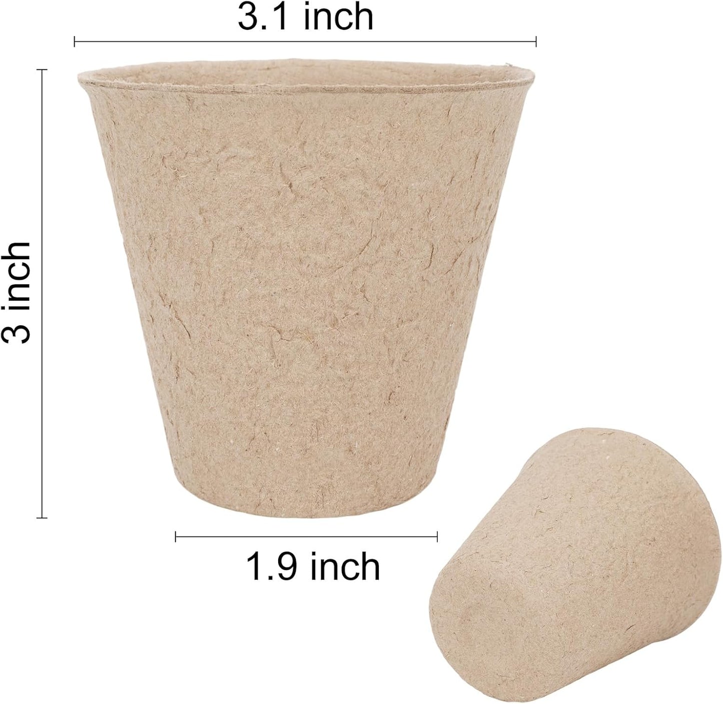 30 Packs Peat Pots, 3.1 Inch Seed Starting Pots Without Drainage Holes, Biodegradable Round Nursery Pot, Starting Seeds of Vegetables, Herbs, and Flowers