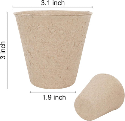 30 Packs Peat Pots, 3.1 Inch Seed Starting Pots Without Drainage Holes, Biodegradable Round Nursery Pot, Starting Seeds of Vegetables, Herbs, and Flowers