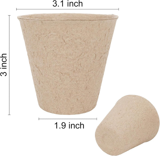 30 Packs Peat Pots, 3.1 Inch Seed Starting Pots Without Drainage Holes, Biodegradable Round Nursery Pot, Starting Seeds of Vegetables, Herbs, and Flowers