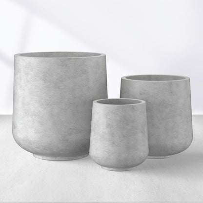 Kante 15.3"+11.6"+8.2" Dia Round Concrete Planter, Large Outdoor Indoor Planter Pots Containers with Drainage Holes and Rubber Plug for Home Garden Patio, Gray Concrete