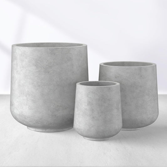 Kante 15.3"+11.6"+8.2" Dia Round Concrete Planter, Large Outdoor Indoor Planter Pots Containers with Drainage Holes and Rubber Plug for Home Garden Patio, Gray Concrete