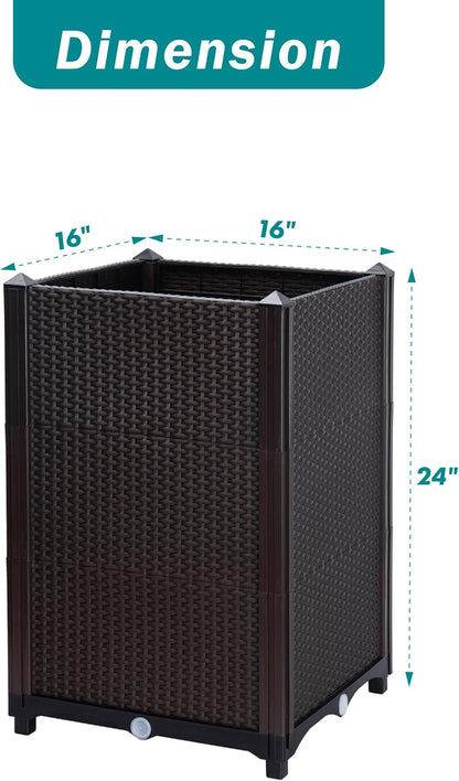 D'vine Dev Raised Patio Planter Box - Elevated Planter with Drainage Plug Raised Garden Beds for Growing Flowers, Herbs, Vegetables - Outdoor Standing Gardening Kit, Set of 1, RGB-D-1