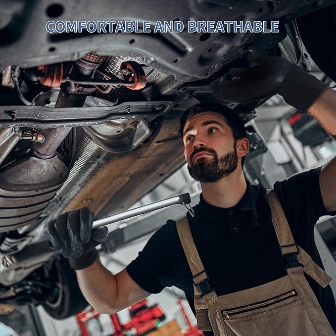 Latex Rubber Hand Coated Work Gloves - Safety Work Gloves - Excellent Grip for Construction Warehouse Garden 12 Pairs