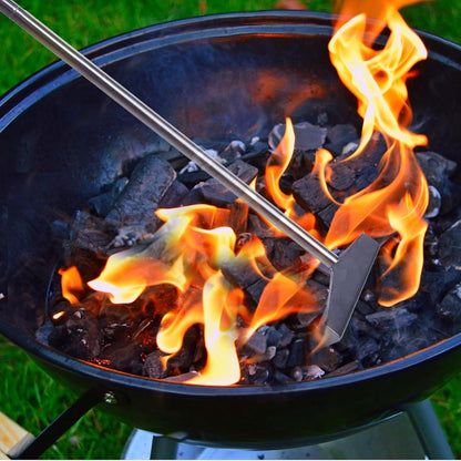 Coal Rake Grill Ash Tool, BBQ Charcoal Stainless Steel Rake for Pizza Oven - 32 Inches