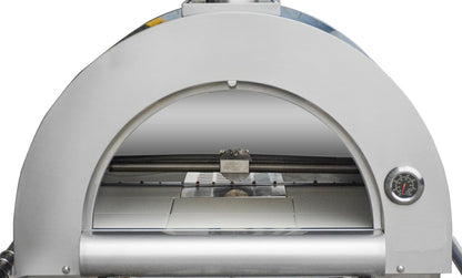 32.5 inch Propane Gas and Wood Fired Pizza Oven, Large Stainless Steel Pizza Oven for Outdoor, Backyard and Party (Silver)