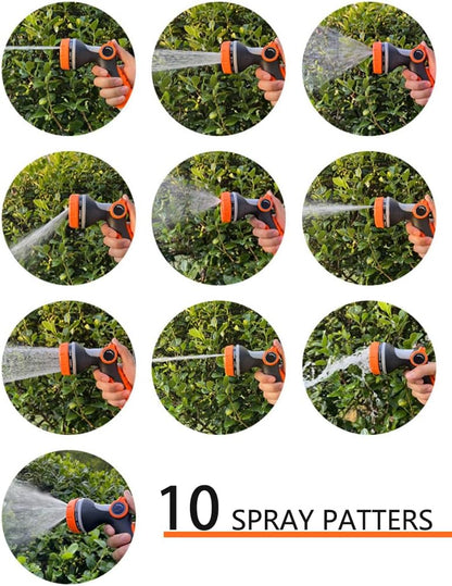 Garden Hose Nozzle Sprayer with 10 Spray Patterns & Thumb Control Valve - Ideal for Pet Showering, Garden Watering, Cleaning, Car Washing & Lawn Greening