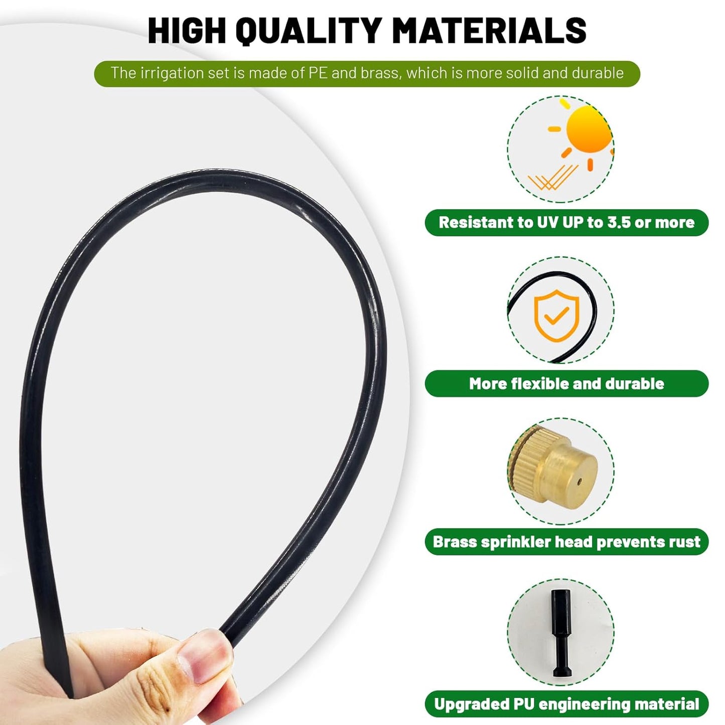 360° Adjustable Drip Irrigation System - 20FT Garden Watering System with 5 Nozzles, Garden Irrigation System, Greenhouse Accessories, Atomizing System for Yard, Lawn, Plants, 5/16 inch Hose