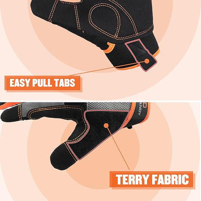 HANDLANDY Work Gloves for Men & Women, Utility Mechanic Working Gloves Touch Screen, Flexible Yard Work Gloves