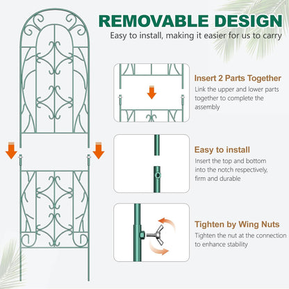 4 Pack Metal Garden Trellis for Climbing Plants,Green Metal Garden Trellis for Vines Plant Rose Vegetable Support,Large Decorative Outdoor Trellis