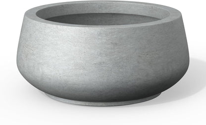 Kante 12.5" Dia Round Concrete Bonsai Planters, Outdoor Indoor Garden Plant Pot with Drainage Hole for Home, Patio, Garden, Concrete Gray