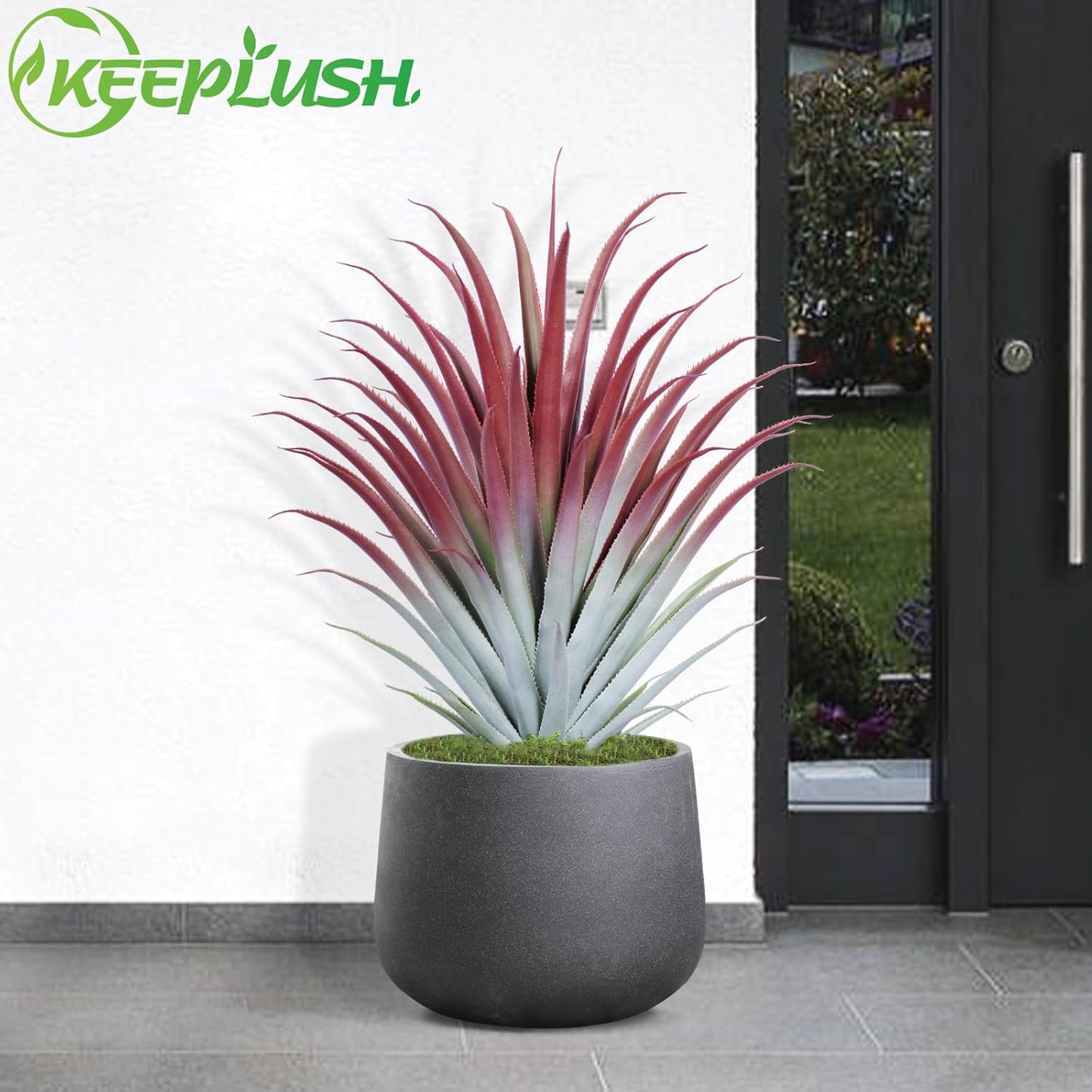 2ft Fake Spiked Agave Plant - Red Artificial Aloe Vera Plant 26 Inch - Tall Large Faux Floor Plants Perfect for Porch Door Step Home Office Patio Indoor Outdoor Decor (2 Pack)