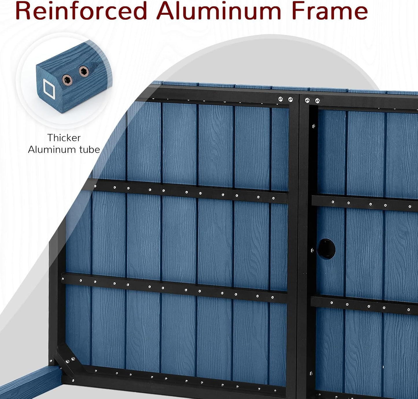 Stoog All-Weather Patio Dining Sets, 7 Pieces Waterproof Dining Table and Chairs Set, HIPS & Aluminum Dining Table with Umbrella Hole, Never Rot or Fade, for Garden, Backyard, Deck, Blue