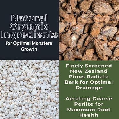 Monstera Potting Soil Mix – Organic, Fast-Draining, Chunky Soil with Coconut Coir & New Zealand Bark for Indoor Plants – Premium Fertilizer for Monstera Deliciosa, Albo & More (10 quarts)