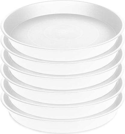 6 Pack Plastic White Plant Saucers for Potted Plants, 4 5 6 7 8 9 10 11 12 14 inch, Flower Pot Water Trays for Indoor Outdoor Ceramic or Plastic, Plant Containers Indoor (6", Creamy White)