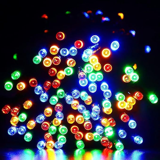 Fairy Lights Outdoor String Lights 33ft 100 LED with Memory Modes Controller, Extendable Christmas Lights Decorations for Wedding, Christmas, Valentine, Patio, Indoor Outdoor (Black Wire - Multicolor)