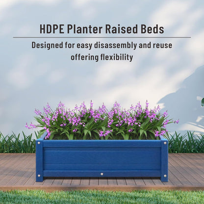 HDPE Raised Planter Box Outdoor,Rot-Resistant and Non-Cracking,Raised Beds for Gardening 29.5 * 14.4 * 9.8 in for Yard,Lawn,Outdoor Planter Boxes Rectangle with Drainage Holes Navy