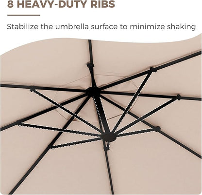 Grand patio 9x12 FT Cantilever Umbrella with Base & Cover Outdoor Aluminum Rectangle Offset Umbrellas for Deck Yard (Champagne, 9x12 FT)