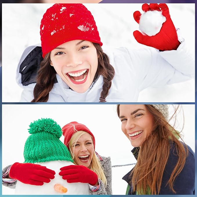 SATINIOR Magic Winter Gloves Unisex Gloves Knit Stretchy Mitten Full Fingers Warm Mitten for Men Women Sports