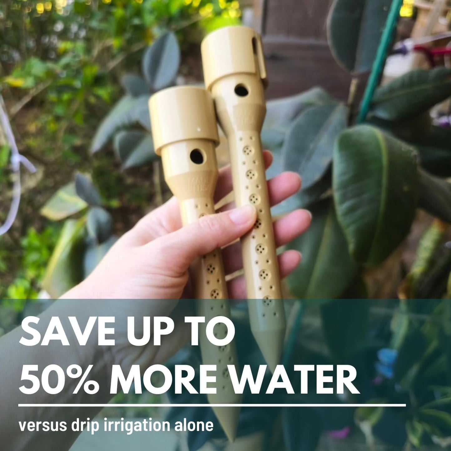 8 in. DEEP DRIP Garden Watering Stake (4 Pack) (Tan) | UV-Protected ABS Plastic Deep Root Irrigation Spike for Flowers, Fruits, Vegetables, Potted Plants