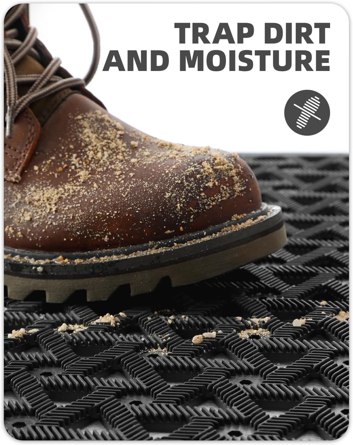 Color&Geometry Door Mat Outside Entrance with Drainage, Rubber Heavy Duty Dirt Trapper Waterproof Outdoor Welcome Mat, Outdoor Mats All Weather for Front Back Door Patio Entryway Entry, 24"X36" Black