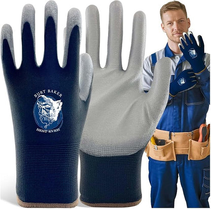 No-Slip Grip Boost Lightweight Work Gloves (PRECISION FIT) Heavy Duty Dipped Slip Resistant Men & Womens