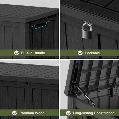 120 Gallon Waterproof Outdoor Storage Box,Resin Deck Box,Lockable Outside Storage Box Container for Patio Furniure,Garden,Tools (120 Gallon,Black)