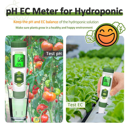 pH EC Meter for Water Hydroponics, PPM Meter for Nutrients, Measure pH PPM Conductivity Temperature of Hydroponic Garden Water and Nutrient Solution, EC pH TDS Meter for Water, Aquarium, Pool