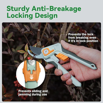 PrunePro 8" Professional Pruning Shears for Gardening Bypass Hand Pruner Stainless Steel Sharp Garden Scissors Plant Flower Rose Garden Clipper - 3 Pack